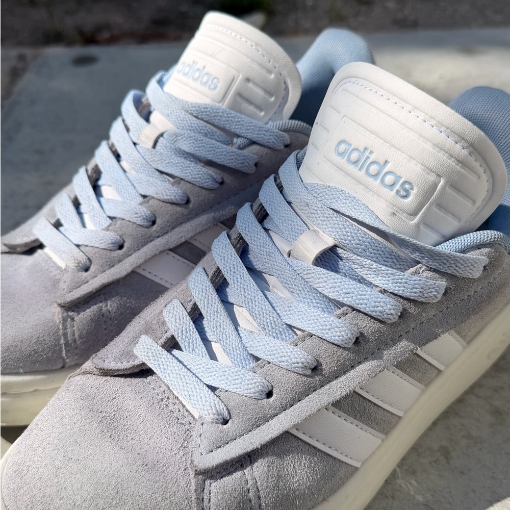 Adidas Sky Blue and White Trainers